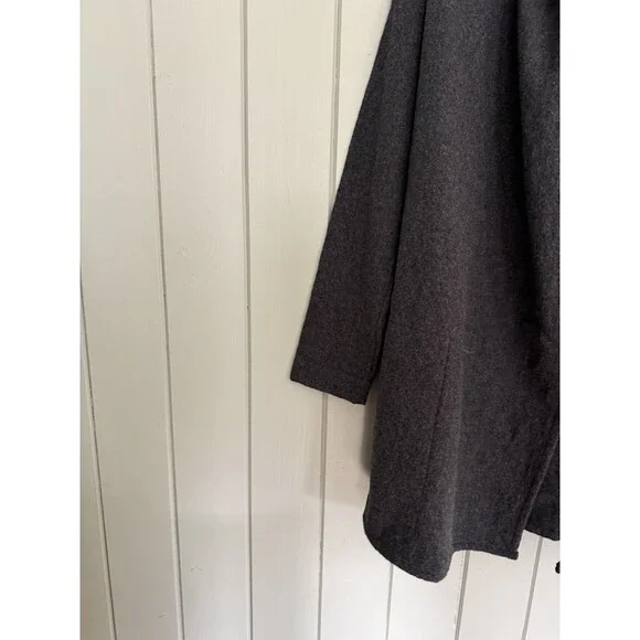 Hackwith Design House Hooded Coat L Large Gray Open Front Wool - Picture 3 of 6